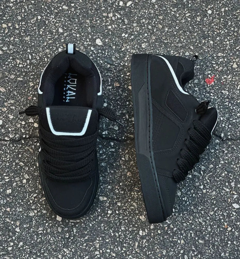 Tênis lokal big preto nobuck prata